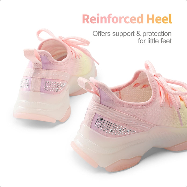 [Sparkle Pop] Kids Jelly Sole Lightweight Slip-On Sneakers - RAINBOW  PINK - 2